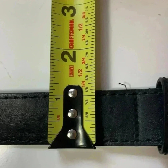 Black Faux Leather Belt  w Bronze Hardware Small 30 1/2” - Picture 3 of 5